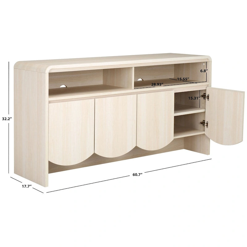 4-Door 2-Shelf Sideboard Media Stand, 61"W x 18"D x 32"H