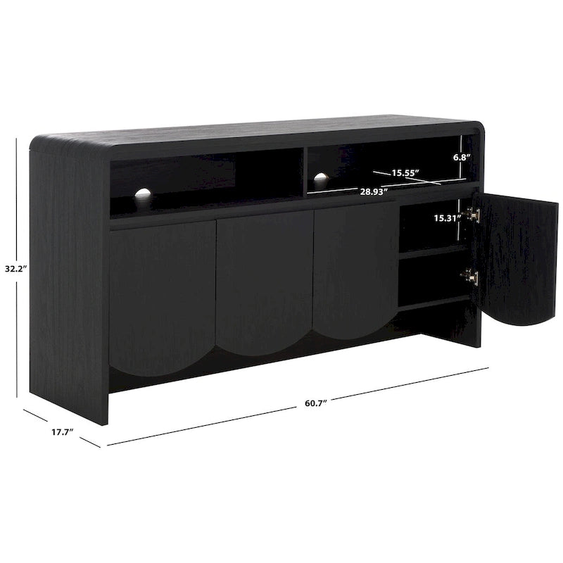 4-Door 2-Shelf Sideboard Media Stand, 61"W x 18"D x 32"H