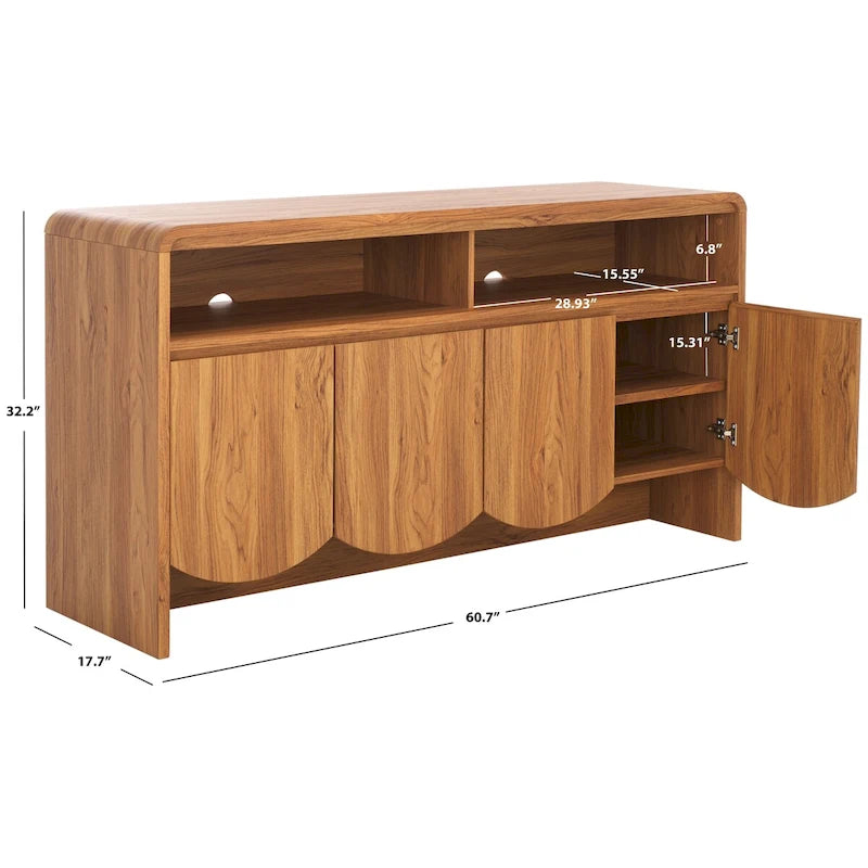 4-Door 2-Shelf Sideboard Media Stand, 61"W x 18"D x 32"H