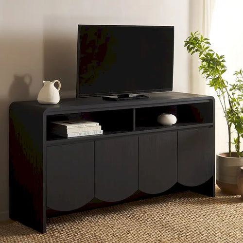 Credenza mobile porta TV a 4 ante e 2 ripiani, 61"W x 18"D x 32"H