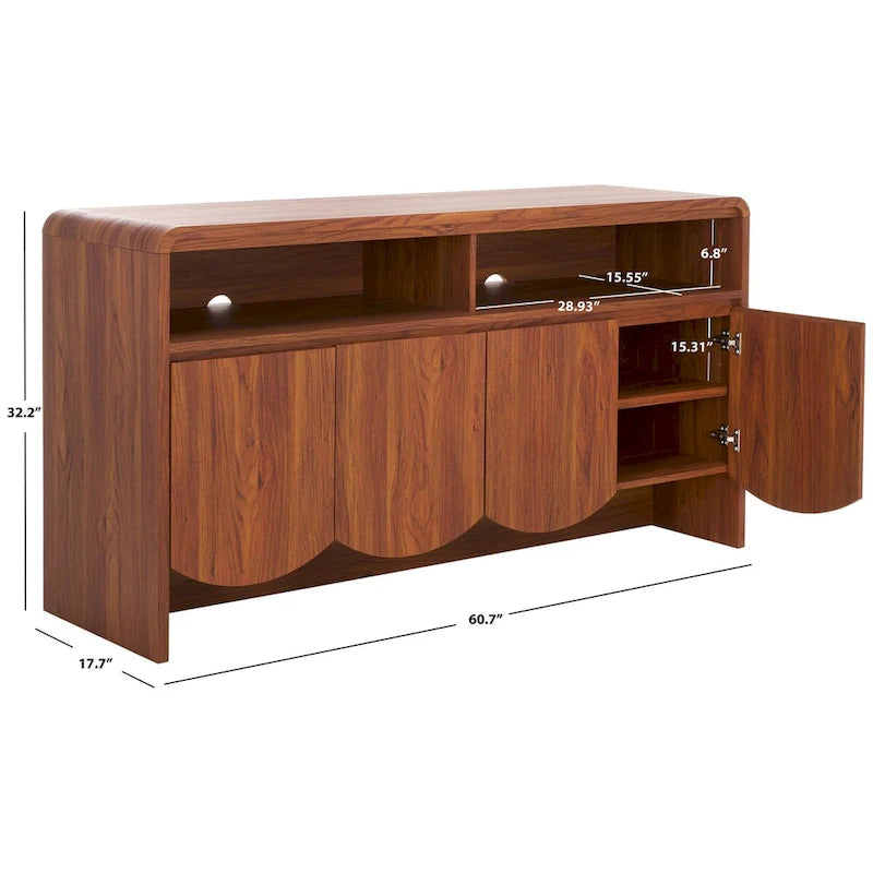 4-Door 2-Shelf Sideboard Media Stand, 61"W x 18"D x 32"H