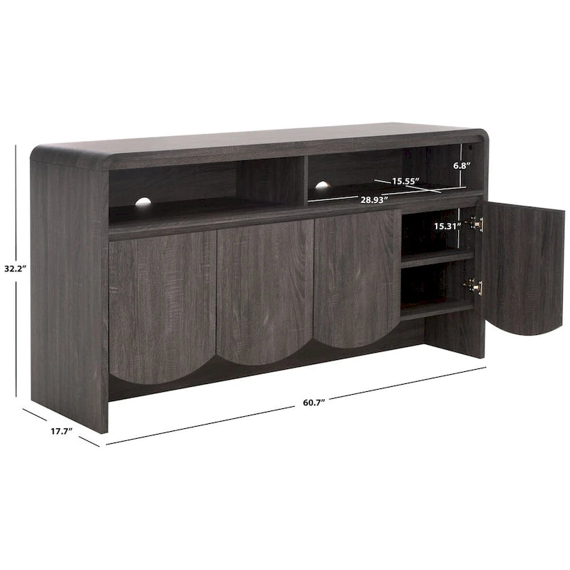 4-Door 2-Shelf Sideboard Media Stand, 61"W x 18"D x 32"H