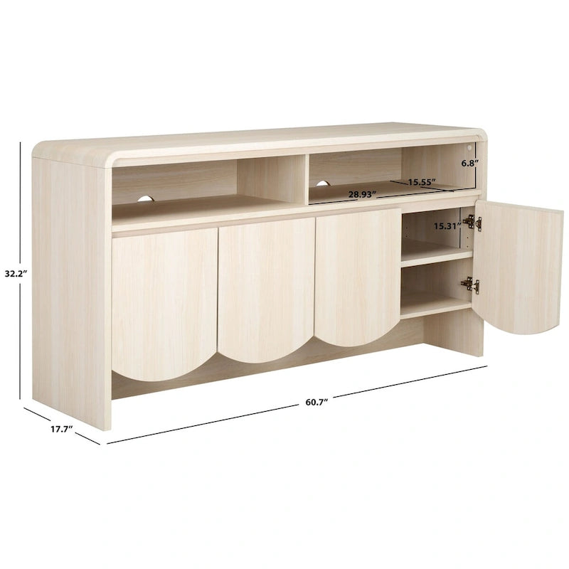 4-Door 2-Shelf Sideboard Media Stand, 61"W x 18"D x 32"H